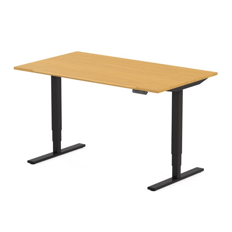 3760350285720-Bureau électrique VICTOR - L180x80cm - Pieds noirs - plateau chêne massif-P_405156051_1-0