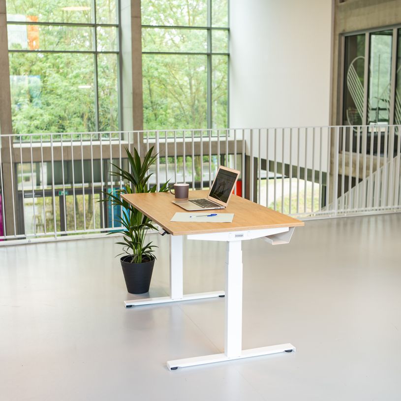 3760350282576-Bureau électrique UGO - L200x80cm - pieds blancs - plateau chêne massif-P_405156105_1-0