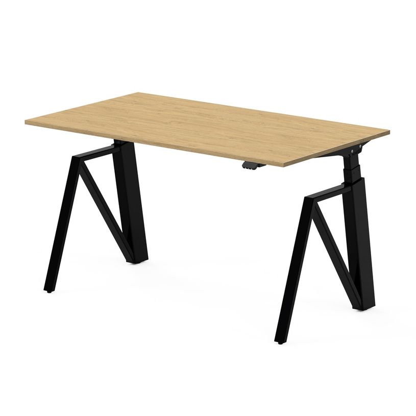 3760350284303-Bureau électrique THEODORE - L180x80cm - Pieds noir - plateau chêne Nagano-P_405156135_1-0