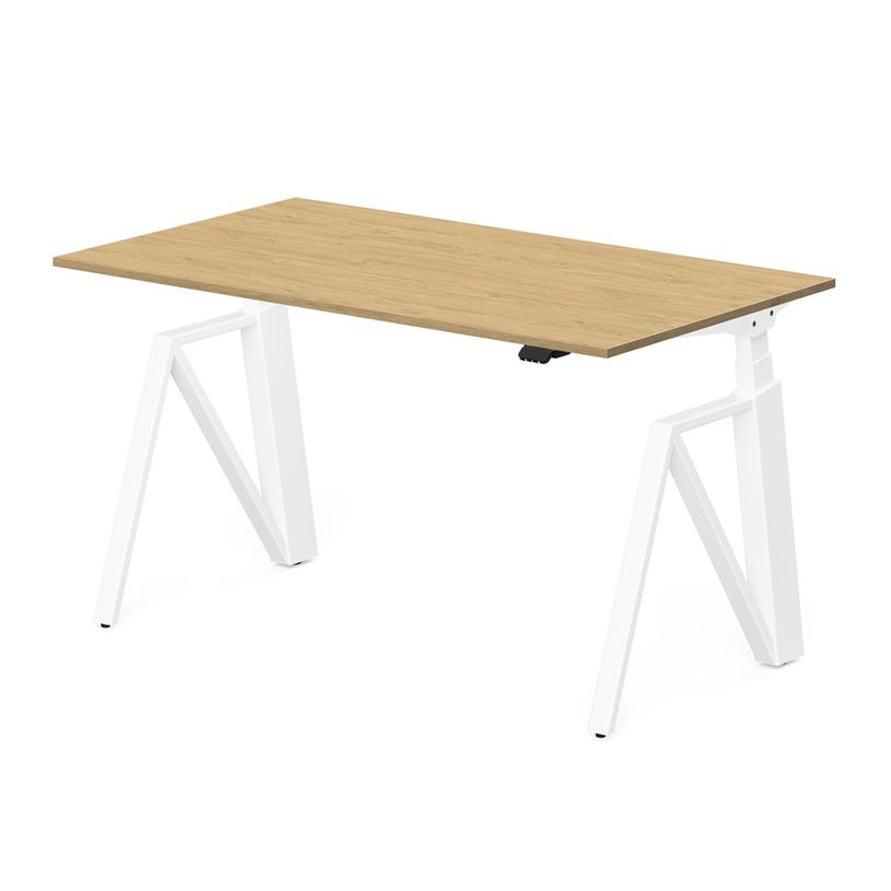 3760350283184-Bureau électrique THEODORE - L180x80cm - Pieds blanc - plateau chêne stone-P_405156139_1-0
