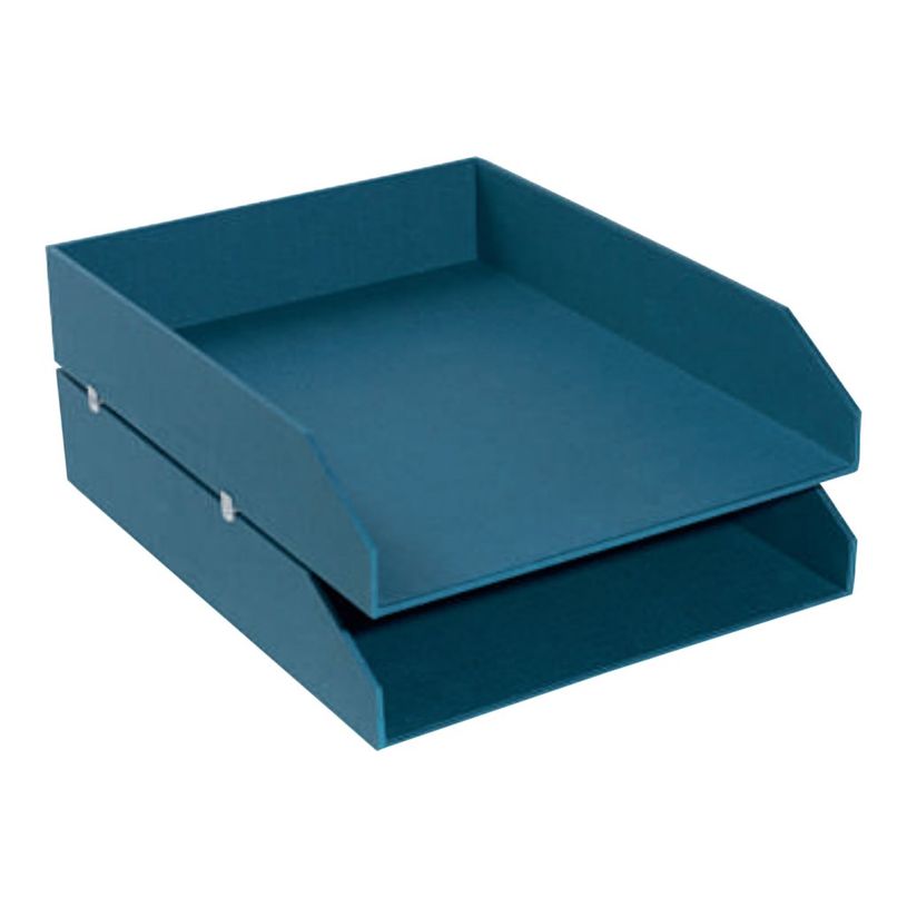 3130630146032-Exacompta OfficeByMe - Lot de 2 corbeilles à courrier - pour A4+ - bleu canard-P_405156890_1-0