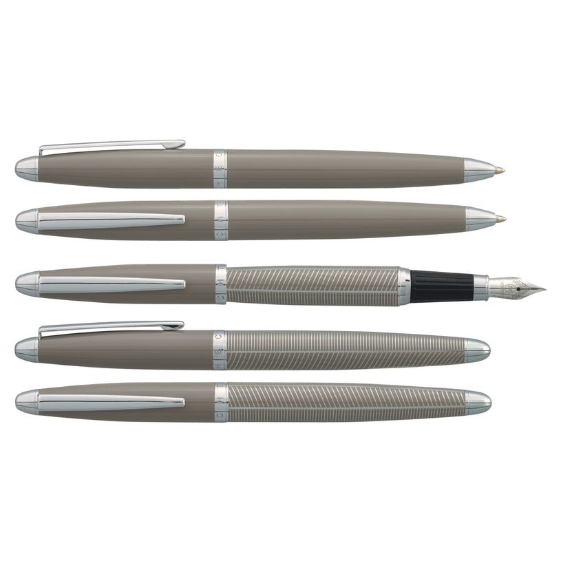 3219911860147-Parure plume + bille HECHTER PARIS "Alliance Rayures" coloris gris--0