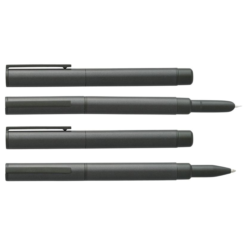 3219911860154-Parure Plume + roller HECHTER PARIS "Silhouette Métallique" coloris gris foncé métallisé--0