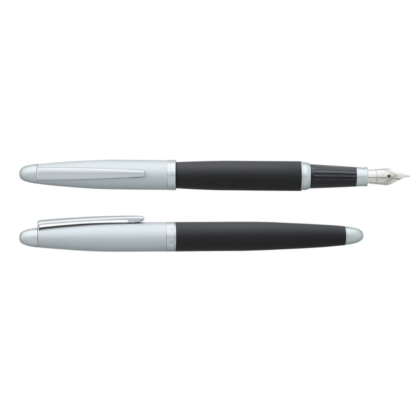 3219911840194-Plume HECHTER PARIS "Alliance Intemporel" coloris black & silver métal satiné soft touch--0