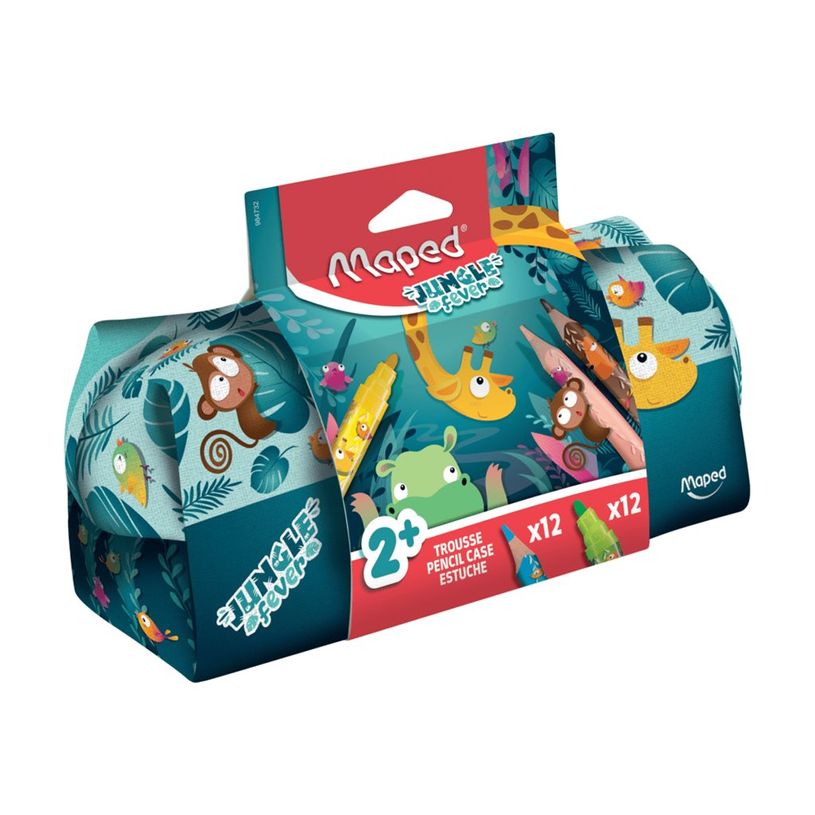 3154149847327-Maped Jungle Fever - Trousse en tissu comprenant 12 feutres JUMBO + 12 crayons de couleur -P_405157907_2-3