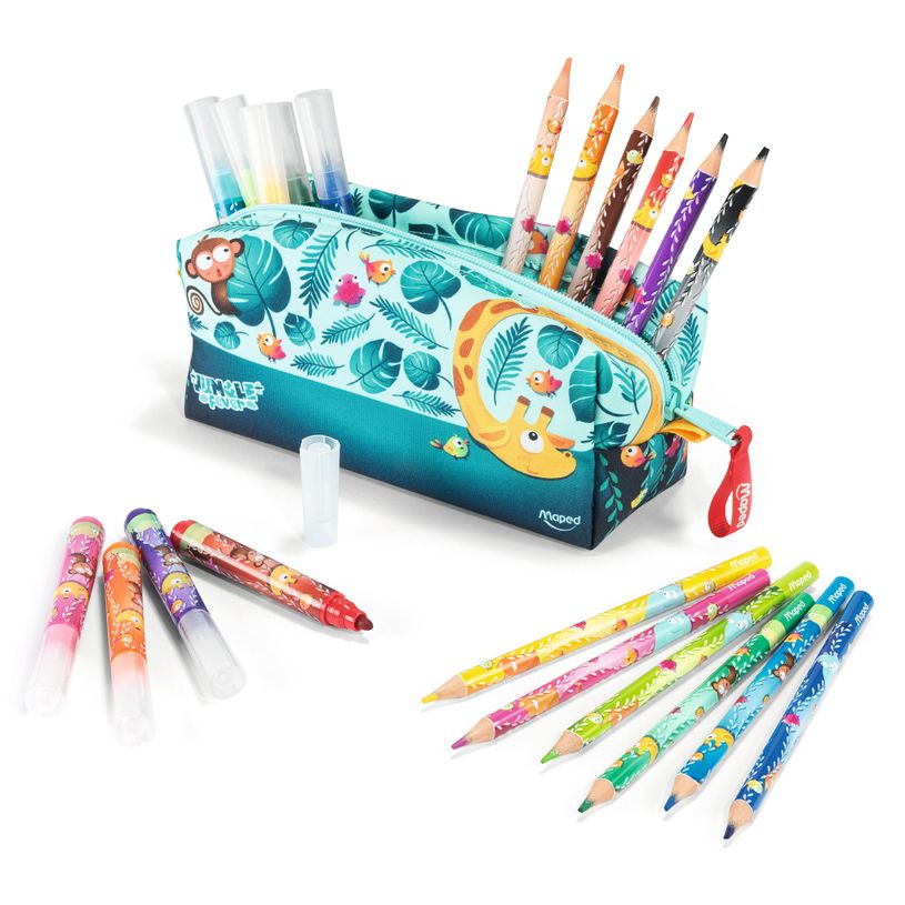 3154149847327-Maped Jungle Fever - Trousse en tissu comprenant 12 feutres JUMBO + 12 crayons de couleur -P_405157907_4-1