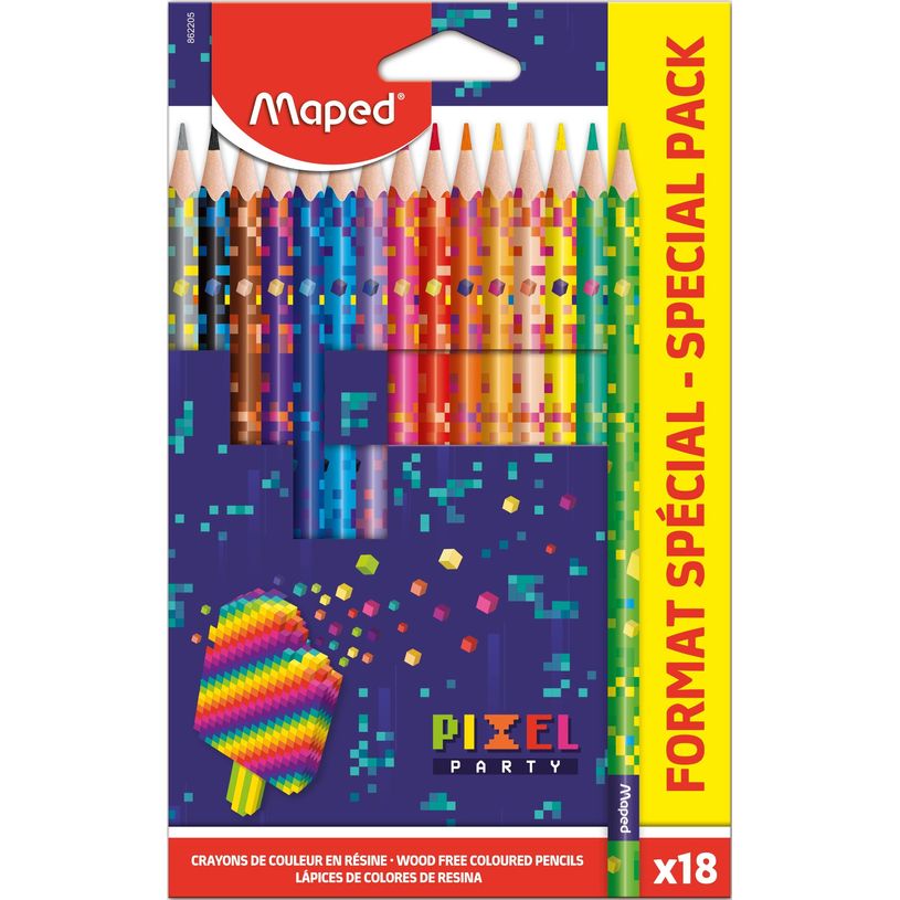 3154148622055-Maped Pixel Party - 18 Crayons de couleur en pochette carton-P_405157914_1-0