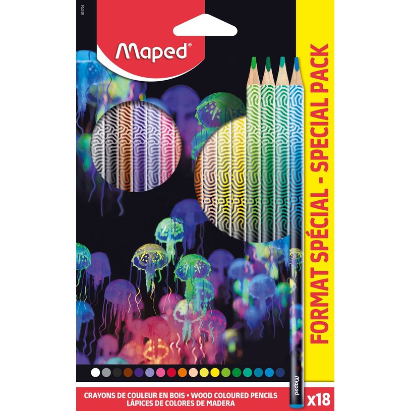3154148317043-Maped Deepsea Paradise - 18 Crayons de couleur bois - pochette carton-P_405157934_1-0