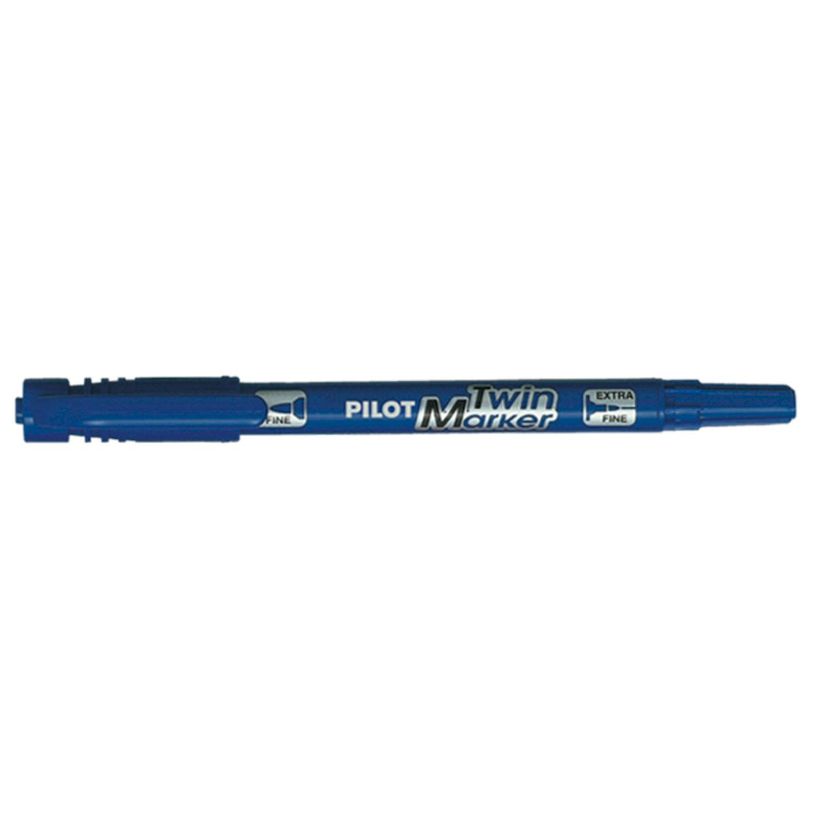 4902505342103-Pilot TWIN MARKER - Marqueur permanent - double pointe fine et extra fine - bleu--0