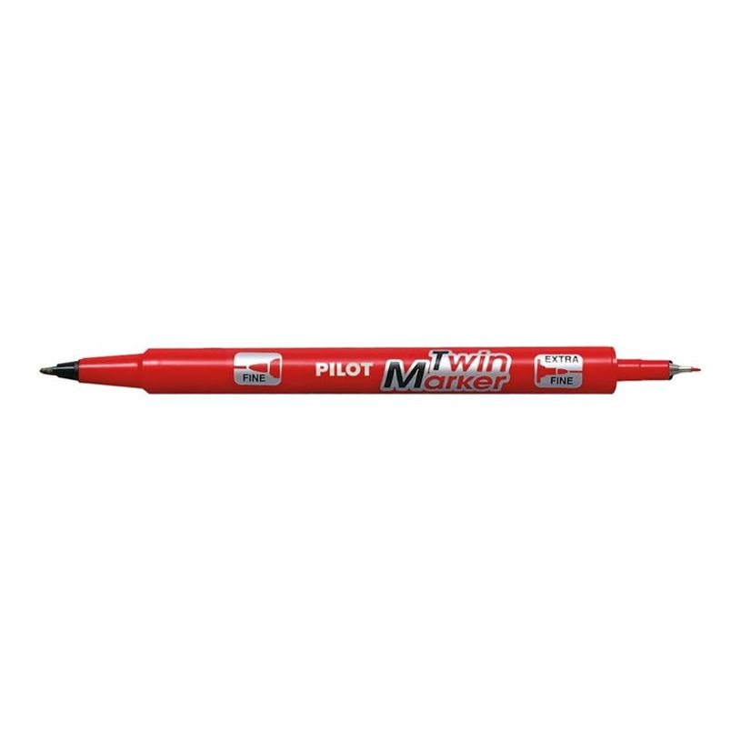 4902505342097-Pilot TWIN MARKER - Marqueur permanent - double pointe fine et extra fine - rouge-P_405158004_3-0