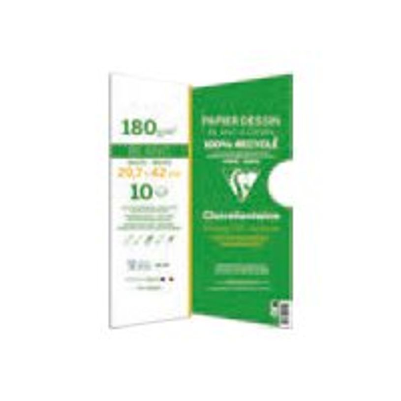 3329680961454-Clairefontaine - Pochette papier à dessin recyclé - 10 feuilles - A3 - 180 gr-P_405158037_1-0