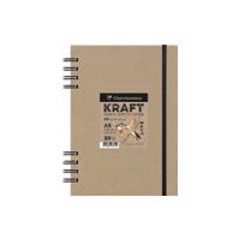 3329689759410-Clairefontaine Kraft - Carnet de dessin à spirale - A4 - 80 feuilles - 115 gr-P_405158041_1-0