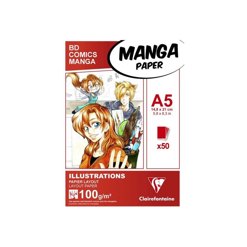 3329680940411-Clairefontaine BD Comics Manga illustrations - Bloc de dessin - A5 - 50 feuilles - 100 gr-P_405158042_1-0