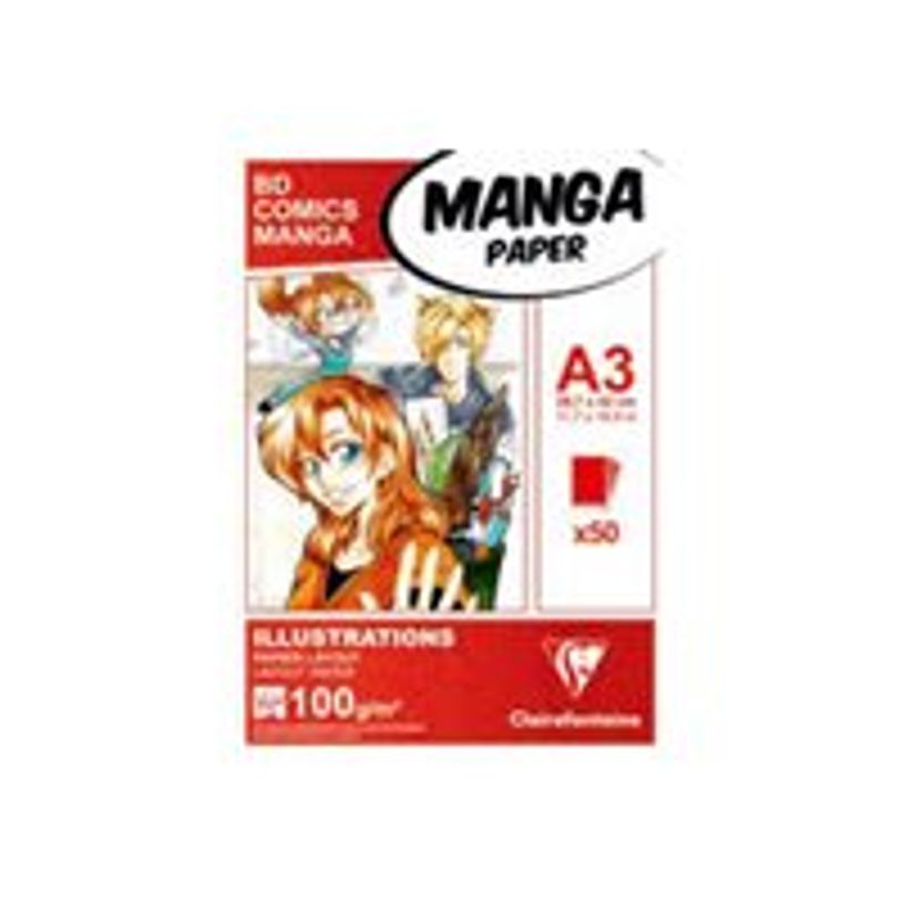 3329680940435-Clairefontaine BD Comics Manga illustrations - Bloc de dessin - A3 - 50 feuilles - 100 gr-P_405158044_1-0