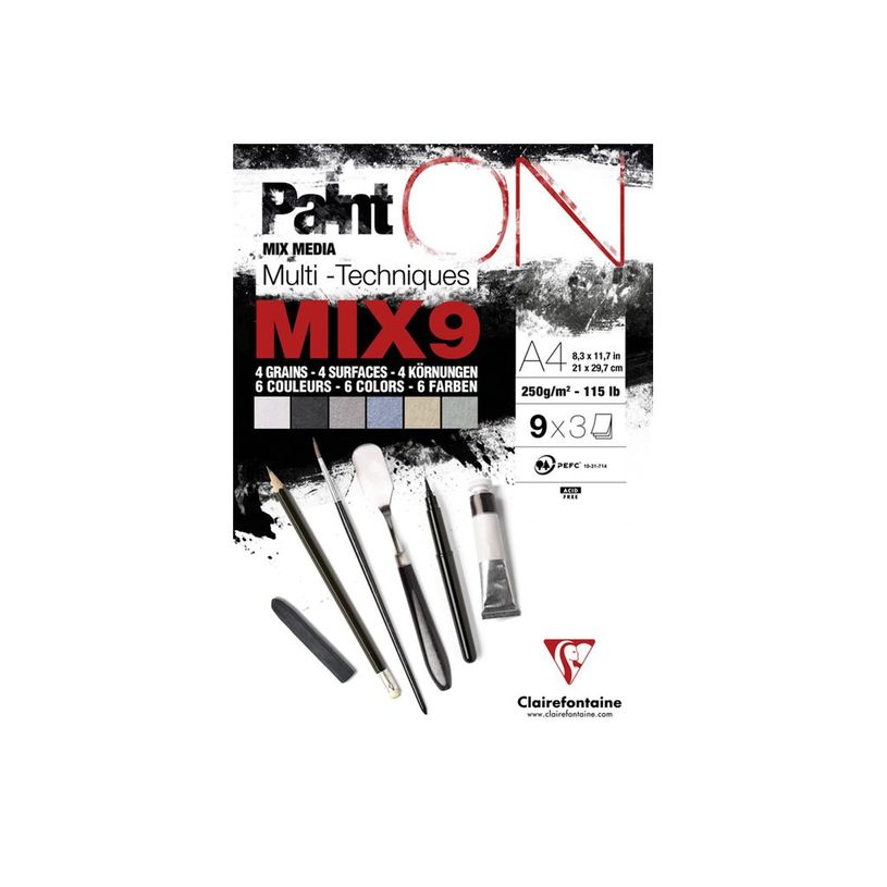 3329689600767-Clairefontaine Paint On Mix Media - Bloc de dessin encollé - A4 - 27 feuilles - 250 gr-P_405158049_4-1