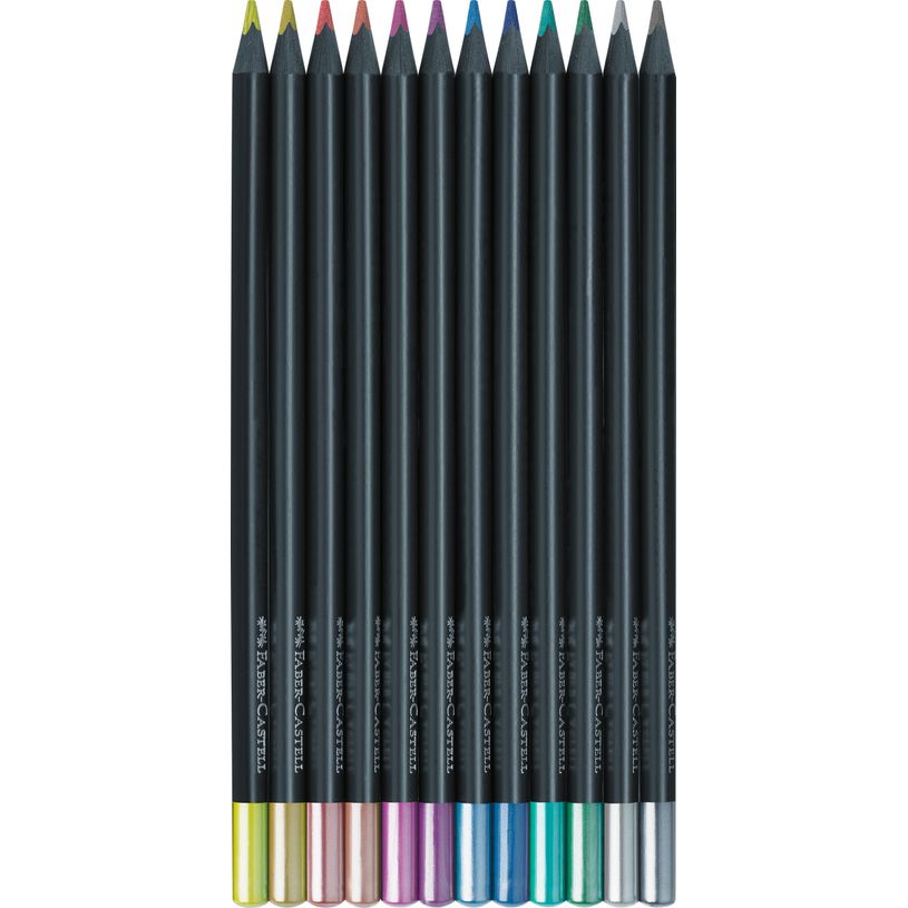 4005401164159-Faber Castell - 12 crayons de couleur - Black Edition Metallic -P_405158081_3-2