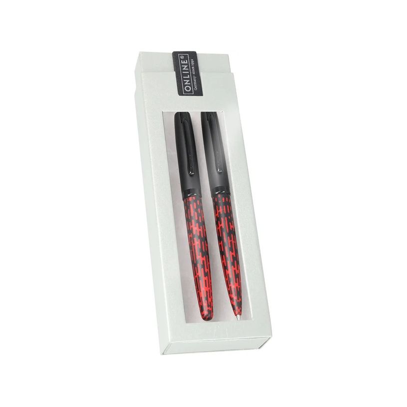 0404051584234-Online Eleganza Funky - Parure de stylo plume et stylo à bille - rouge-P_405158423_1-0