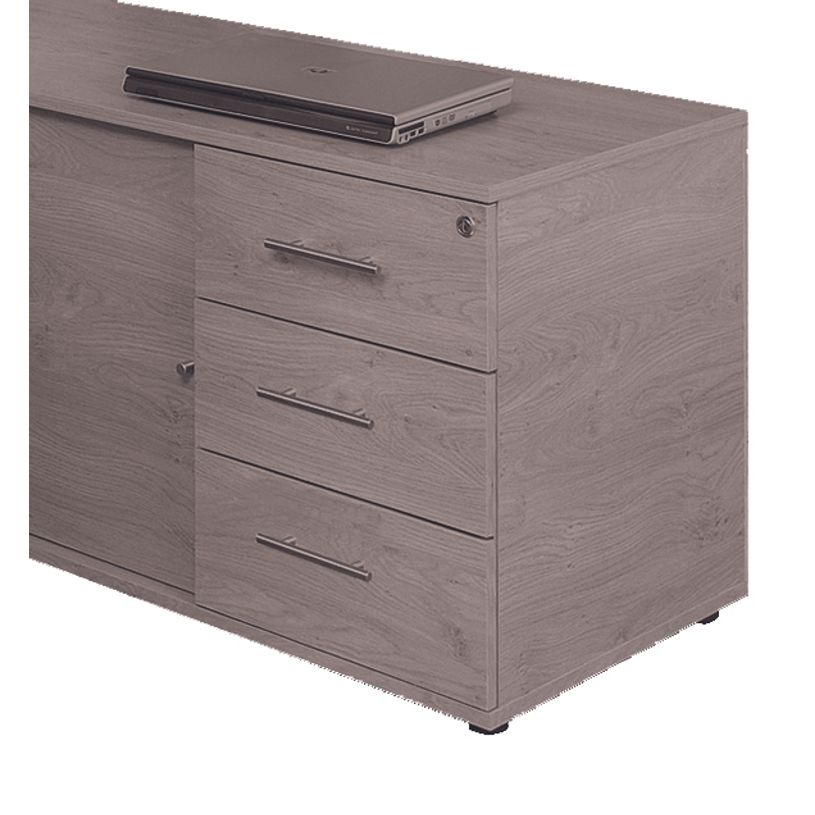 3253310493988-Option 2 tiroirs plats pour console Steely - imitation chêne gris-P_405159729_1-0