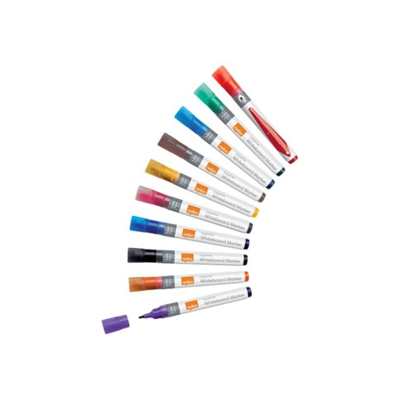 5028252612869-Nobo Liquid Ink - Pack de 10 marqueurs effaçables - pointe ogive 3 mm - couleurs assortie-P_405159968_1-0