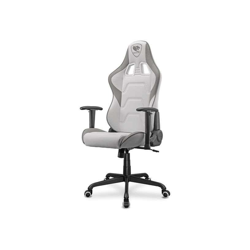 4710483775536-Fauteuil gamer ARMOR ELITE - accoudoirs réglables - appui-tête intégré - blanc/gris--5