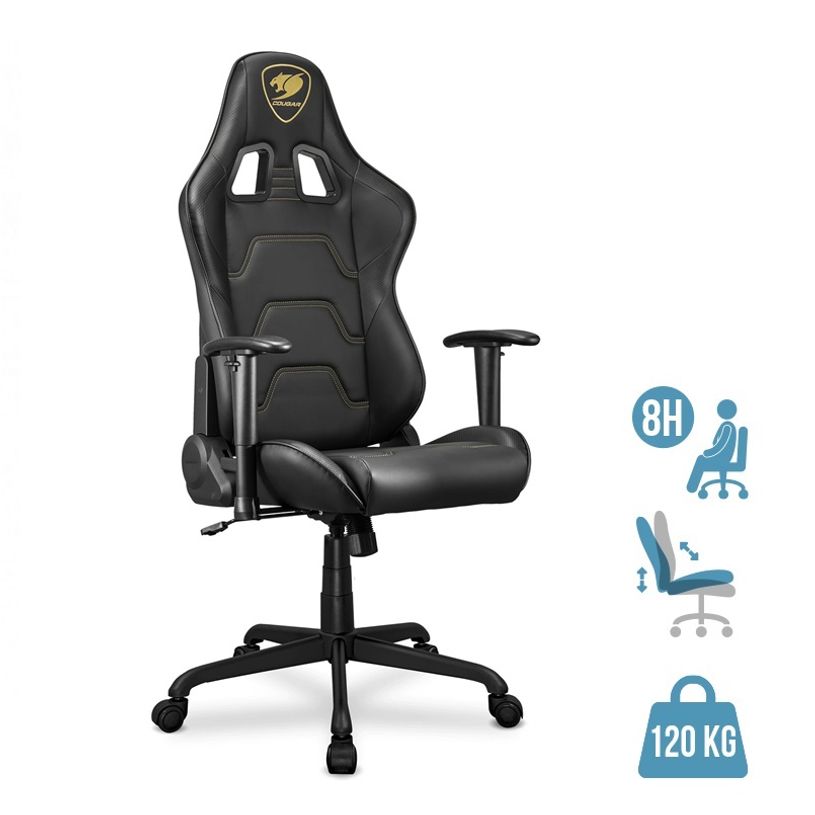 4710483775550-Fauteuil gamer ARMOR ELITE - accoudoirs réglables - appui-tête intégré - noir/or--0