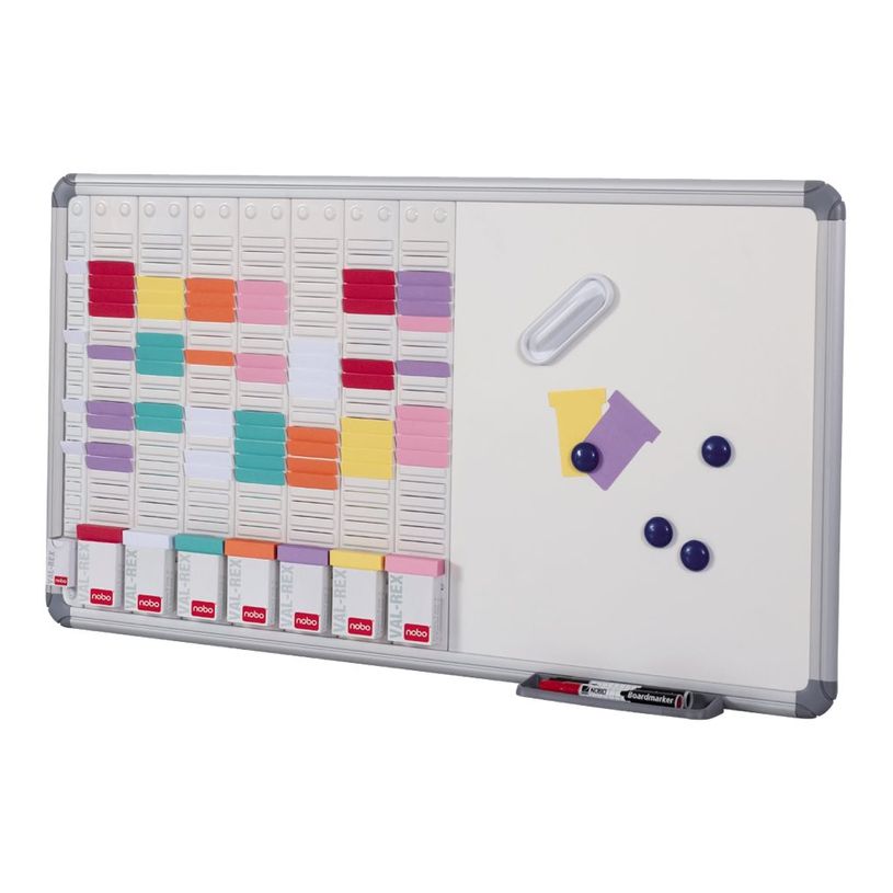 3147330068878-Nobo tableau combiné: tableau blanc, planning à cartes - 24 logements x 8 colonnes-P_405160042_2-1