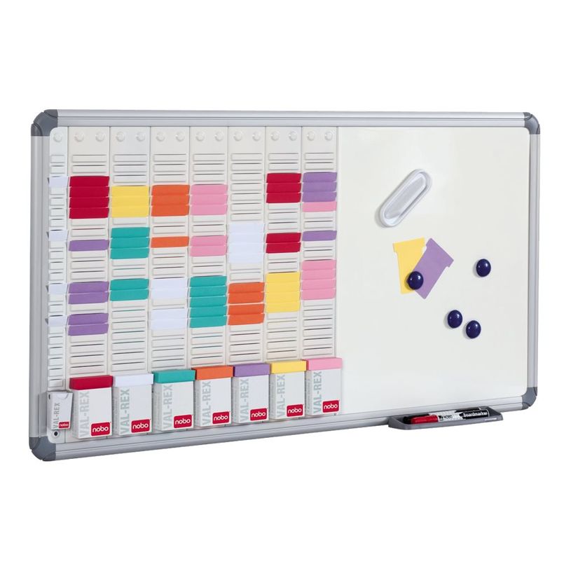 3147330068878-Nobo tableau combiné: tableau blanc, planning à cartes - 24 logements x 8 colonnes-P_405160042_3-2