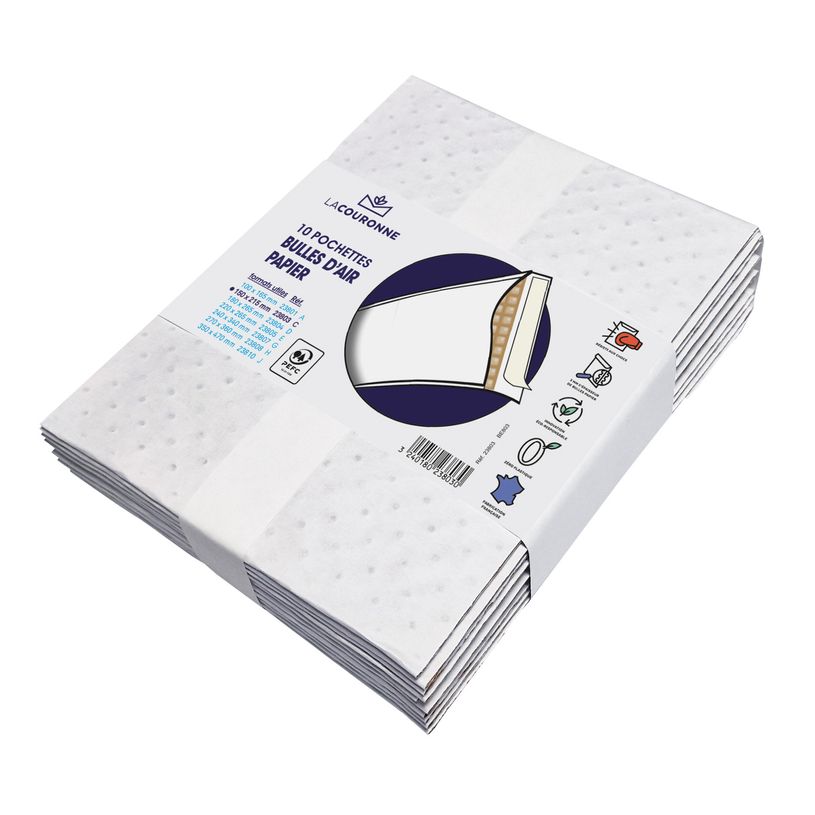 3240180238030-La Couronne - 10 Pochettes bulles d'air papier - 150x215 mm - Bicouche 100 gr - kraft  bla-P_405160491_1-0