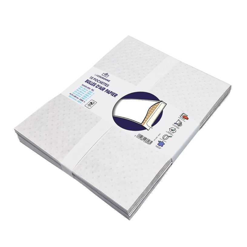 3240180238085-La Couronne - 10 Pochettes bulles d'air papier  270 x 360 mm - Bicouche 100 gr - kraft bla-P_405160495_1-0