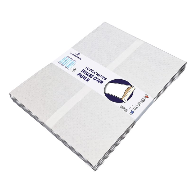 3240180238108-La Couronne - 10 Pochettes bulles d'air papier  350x470 mm - Bicouche 100 gr- kraft blanc -P_405160496_1-0