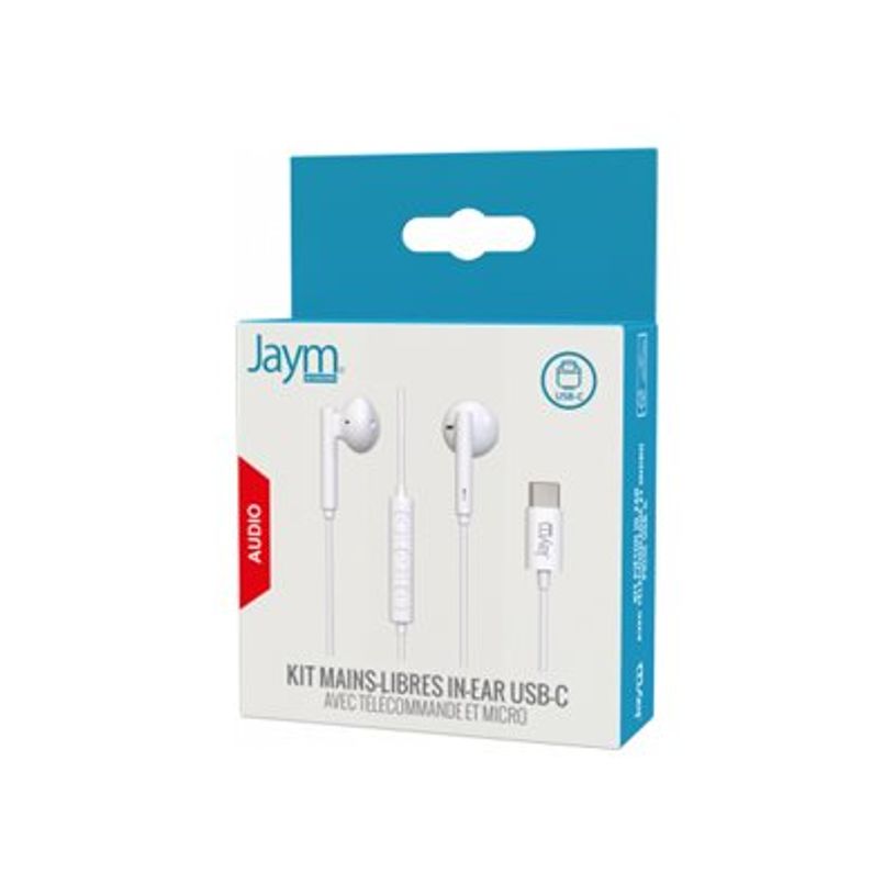 3701263522274-JAYM - écouteurs USB C - Classique - avec Télécommande et Micro - Blanc-P_405160568_1-0