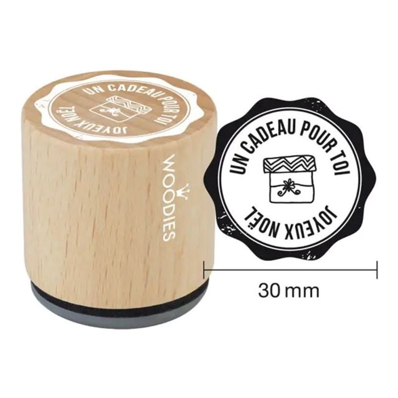 5420078603333-Woodies - Tampon encreur rond - Un cadeau pour toi Joyeux Noël - 3 cm de diamètre-P_405160639_1-0