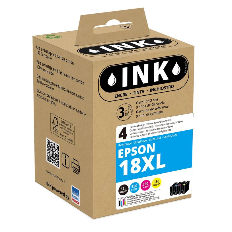8720282009684-Cartouche compatible Epson 18XL Pâquerette - Pack de 4 - noir, cyan, magenta, jaune - Ink-P_405160681_1-0