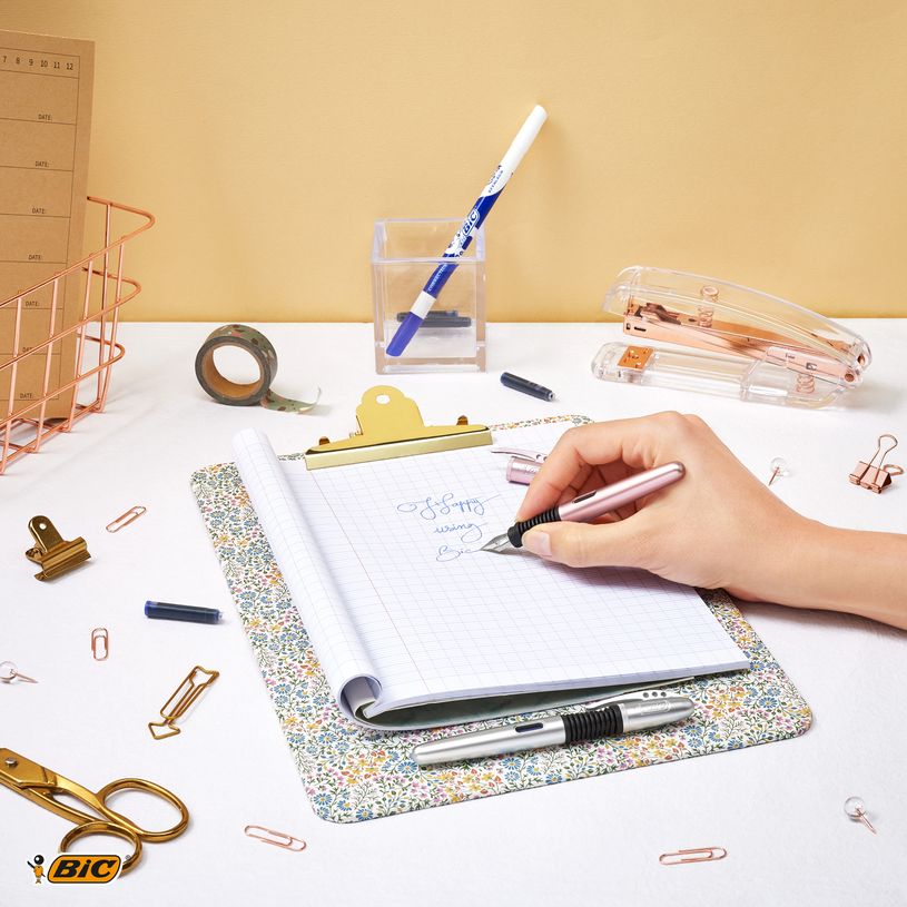 3086123713505-BIC Xpen Stylo-Plume Rechargeable Encre Bleue - corps rose chromé-P_405160897_3-2