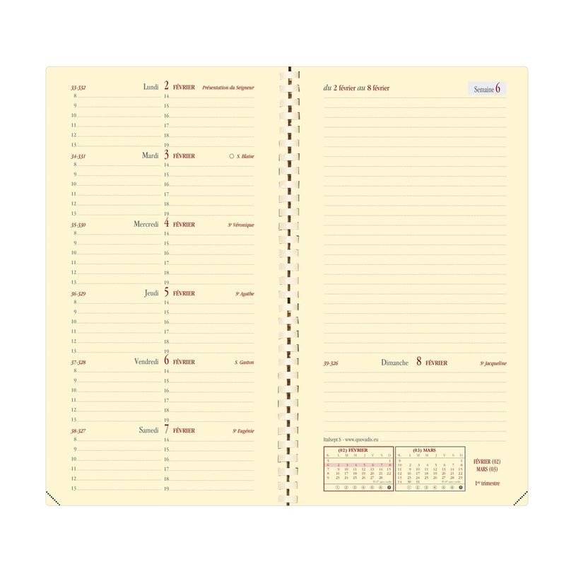 3371010480500-Quo Vadis - Agenda année scolaire - Spiralé - 2026-2027 - Italsept S Prestige - Semainier Horizontal - Français - Impala - Rouge - 13 mois de août à --1