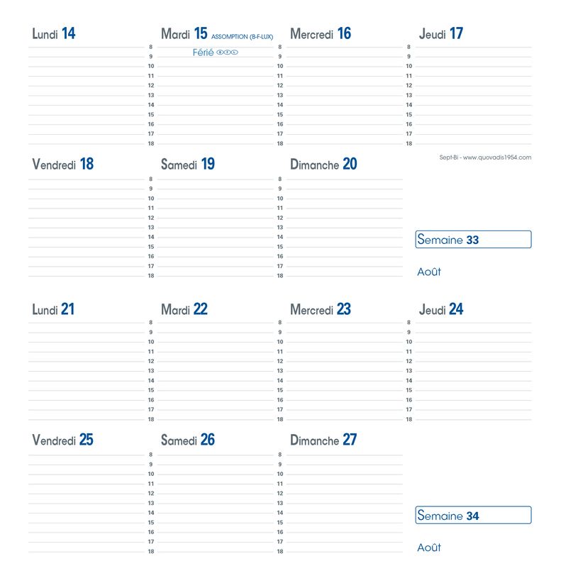 3371010480616-Quo Vadis - Agenda année scolaire - 2026-2027 - Sept-Bi - Quinzainier - Français - Impala - Bleu - 12 mois de mi-août à mi-août - 8,8x17 cm - Papier Clairefontaine blanc - Fabri--1