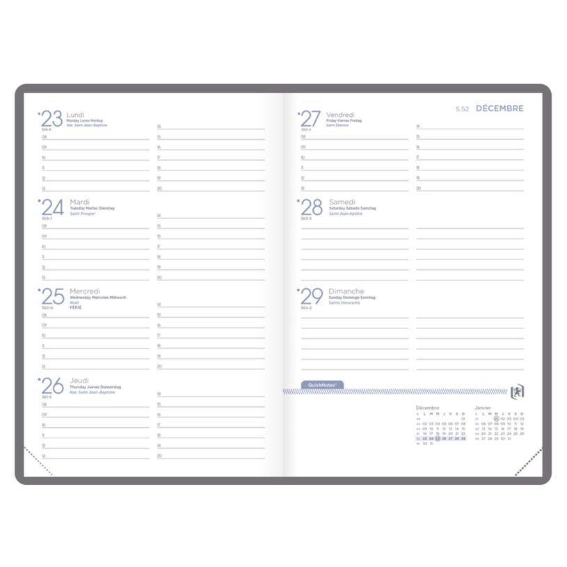 3147280273209-Agenda Oxford Romance - 1 semaine sur 2 pages - 10 x 15 cm - différents modèles disponibles - Hamelin--0