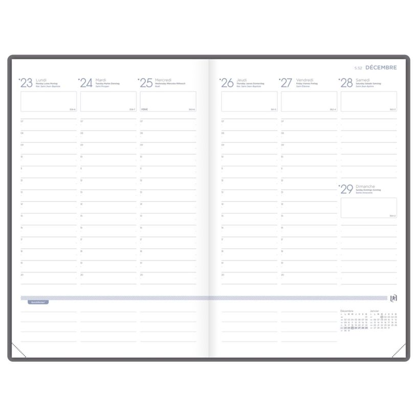 3147280273193-Agenda Oxford Romance - 1 semaine sur 2 pages - 16 x 24 cm - différents modèles disponibles - Hamelin--0