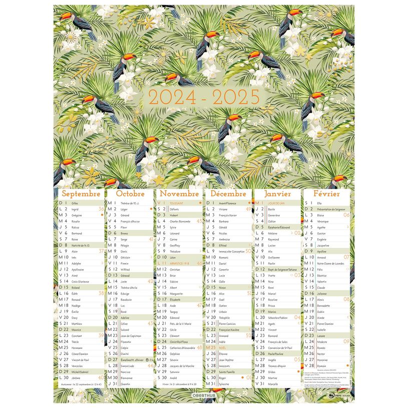 3664447167886-Calendrier Tropical - 6 mois par face - 32 x 42 cm - Oberthur-P_405161962_1-0