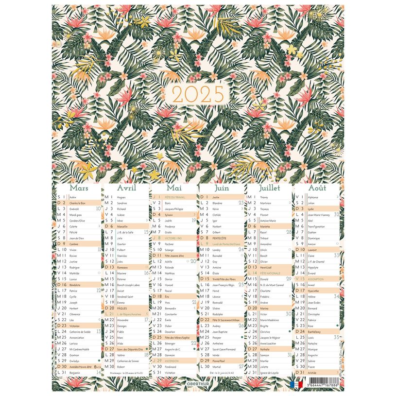 3664447167886-Calendrier Tropical - 6 mois par face - 32 x 42 cm - Oberthur-P_405161962_2-1
