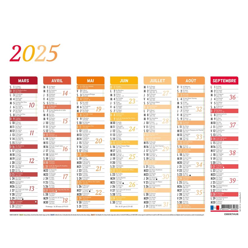 3664447165110-Calendrier Arc-en-ciel - 7 mois par face - 43 x 55 cm - Oberthur-P_405161973_2-1