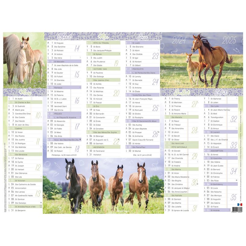 3664447165202-Calendrier Cheval - 6 mois par face - 40,5 x 55 cm - Oberthur-P_405161982_2-1
