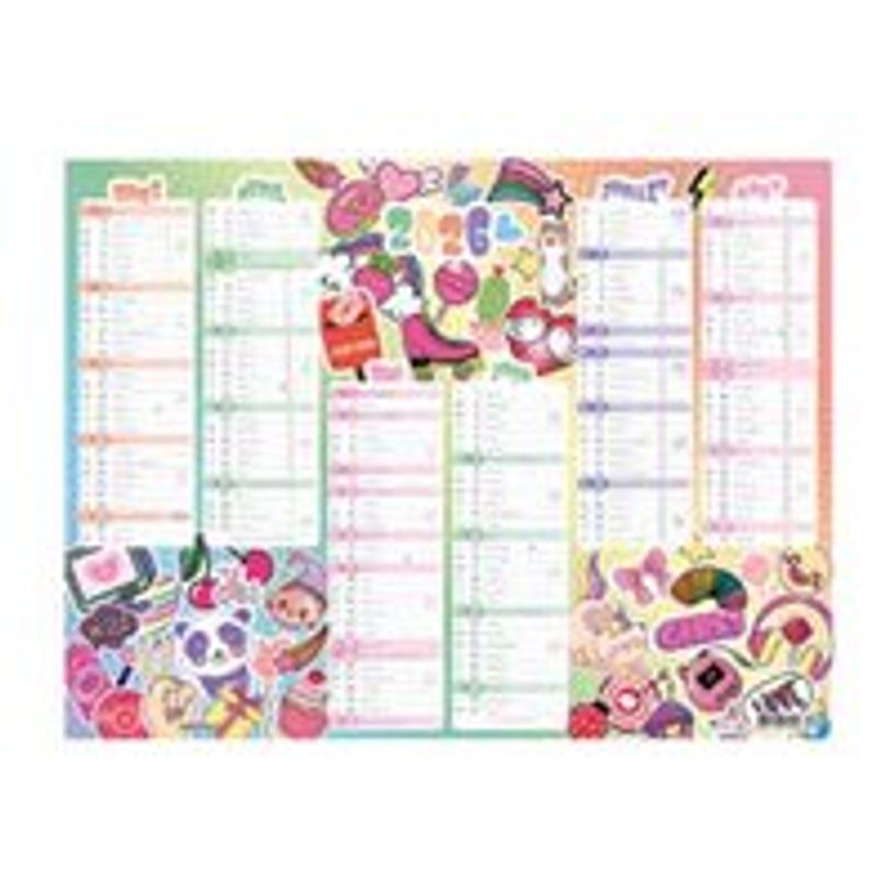3664447165226-Calendrier Kawaii - 6 mois par face - 32 x 42 cm - Oberthur-P_405161984_3-2