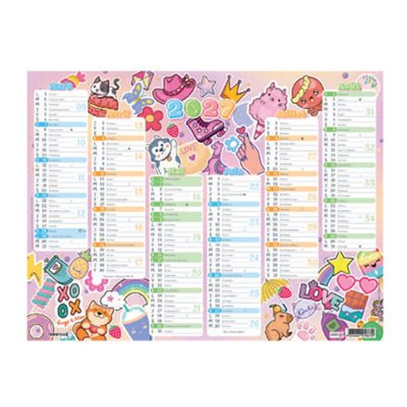 3664447165233-Calendrier Kawaii - 6 mois par face - 40,5 x 55 cm - Oberthur-P_405161985_3-2