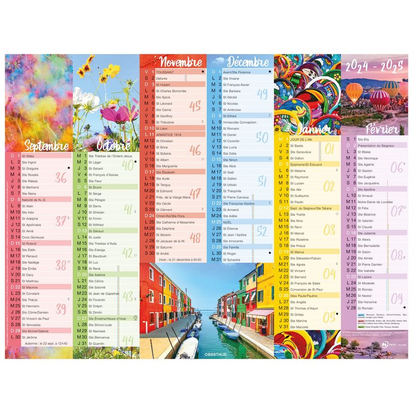 3664447165257-Calendrier Color Story - 6 mois par face - 32 x 42 cm - Oberthur-P_405161987_2-1
