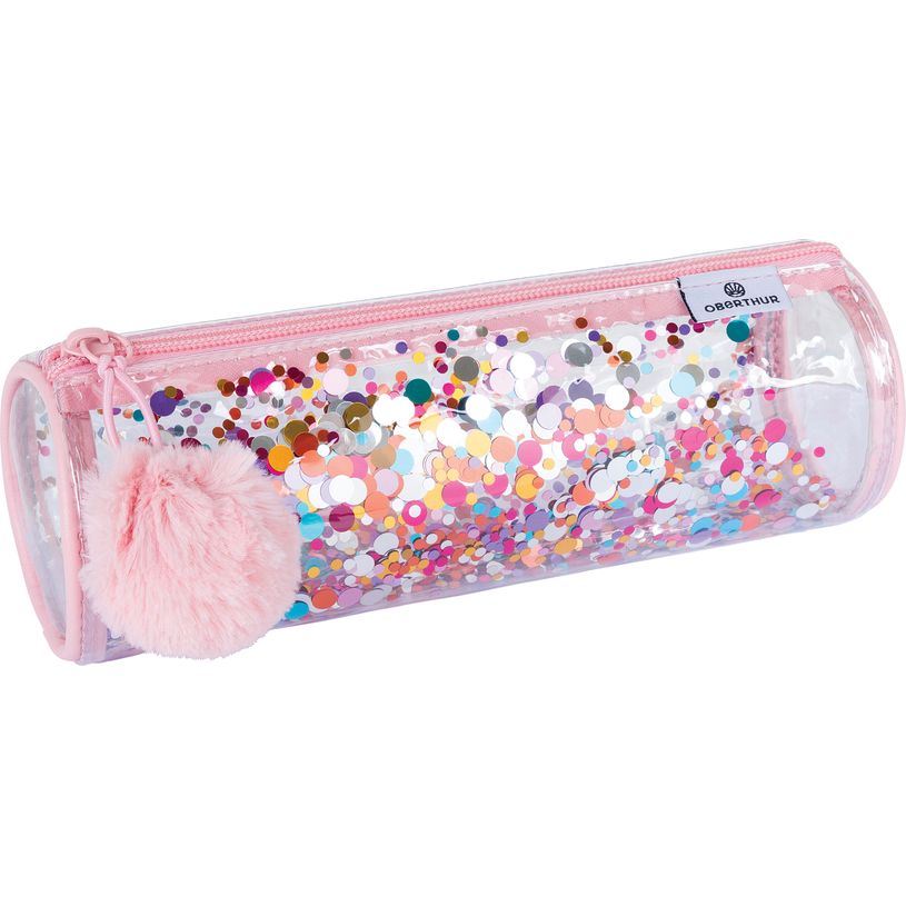 3664447173788-Trousse ronde Confettis - 1 compartiment - 4 décors assortis - Oberthur--1