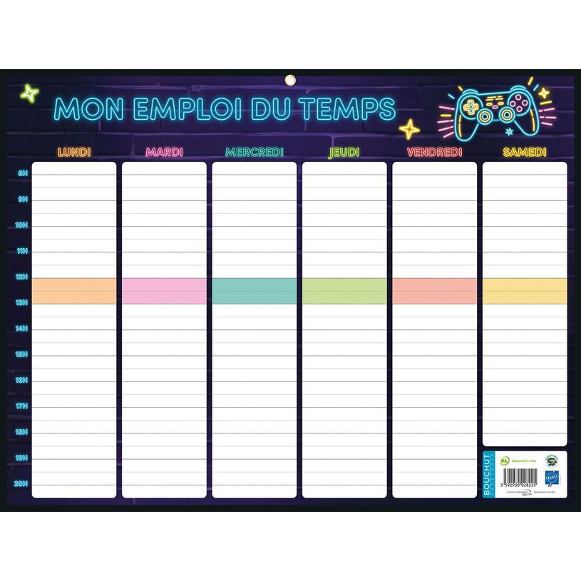 3592930028225-Calendrier Emploi du Temps Medium - 32 x 42 cm - Bouchut--1