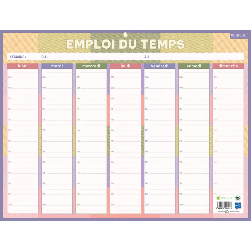 3592930028249-Calendrier Emploi du Temps Famille Medium - 32 x 42 cm - Bouchut--1