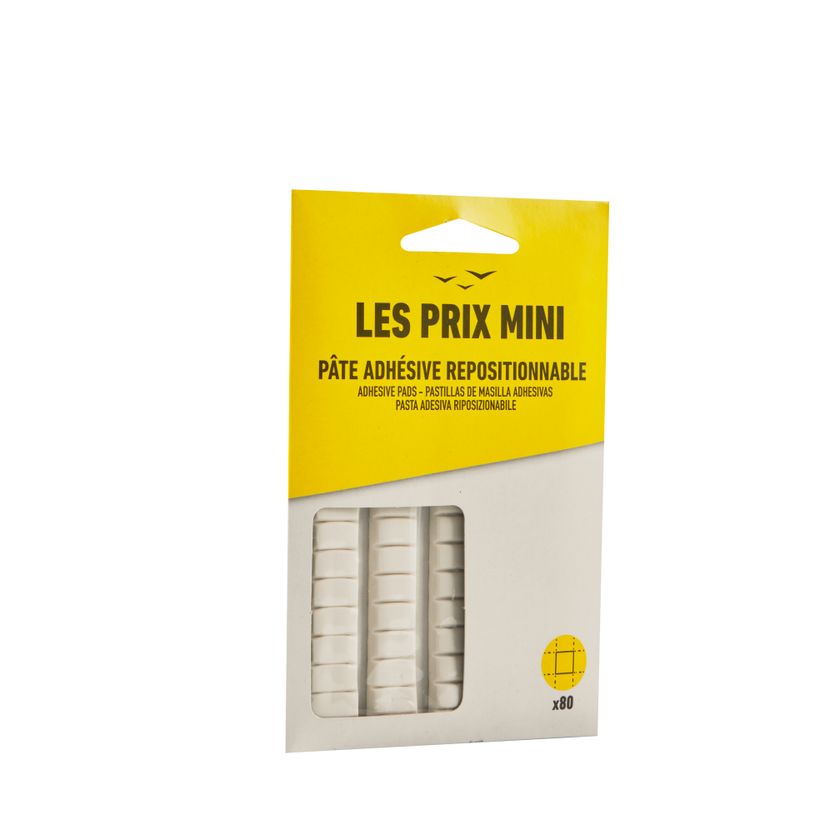 3539012004555-Les Prix Mini - Pack de 80 pastilles adhésives repositionnables - blanc--1