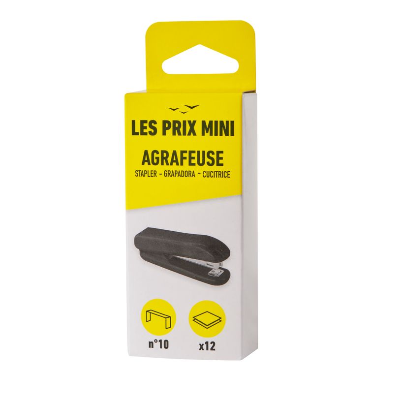 3539012004623-Les Prix Mini - Agrafeuse de bureau noir - capacité de 12 feuilles - agrafes n°10--3